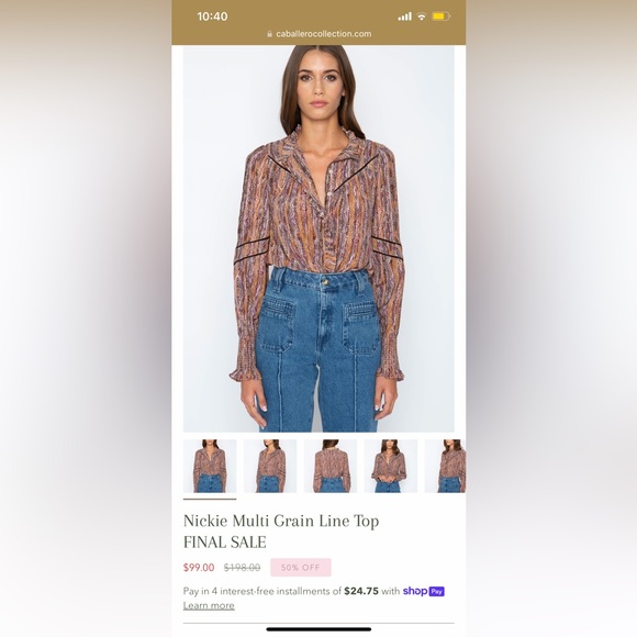 EUC. Caballero peasant style blouse with button detailing. Size Small. - Picture 6 of 6